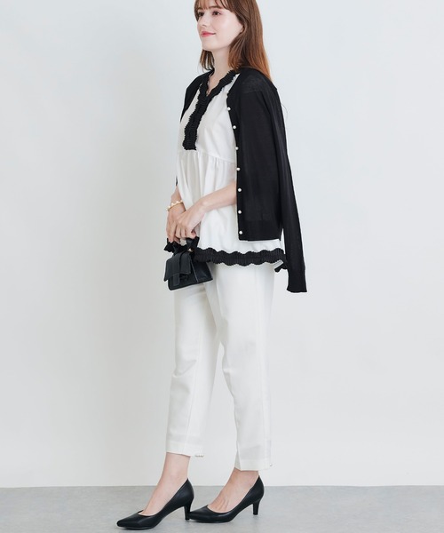 PICCIN PERLA(ピッチンペルラ)の「接触冷感UVカットパールボタンシアーカーディガン(カーディガン/ボレロ・レディース・オフホワイト/ブラック/エメラルド/チェリーピンク/ブルー・M)」の18枚目の写真
