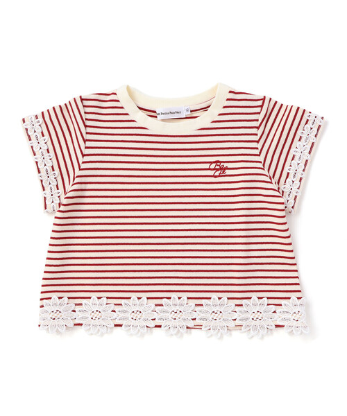 BeBe Petits Pois Vert(ベベプチポワヴェール)の「【店舗限定】ボーダー花レースTシャツ(95~160cm)(Tシャツ/カットソー・キッズ・レッド系その他/ブラック系その他・140cm/150cm/160cm/130cm/110cm/120cm)」の13枚目の写真