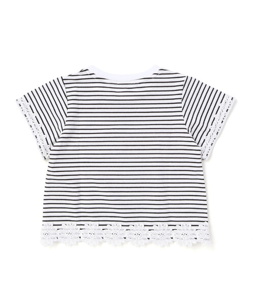 BeBe Petits Pois Vert(ベベプチポワヴェール)の「【店舗限定】ボーダー花レースTシャツ(95~160cm)(Tシャツ/カットソー・キッズ・レッド系その他/ブラック系その他・140cm/150cm/160cm/130cm/110cm/120cm)」の4枚目の写真