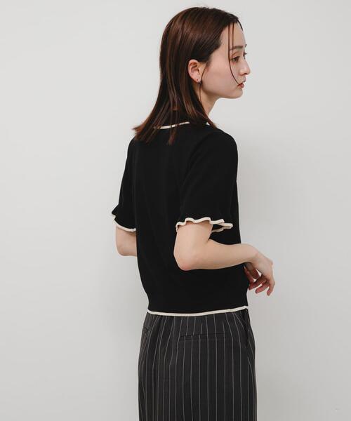 SENSE OF PLACE by URBAN RESEARCH（センスオブプレイスバイアーバンリサーチ）の「『洗濯可』フリルニットポロシャツ（ニット/セーター・レディース・ブラック/オフホワイト/ブラウン・ONE）」の11枚目の写真