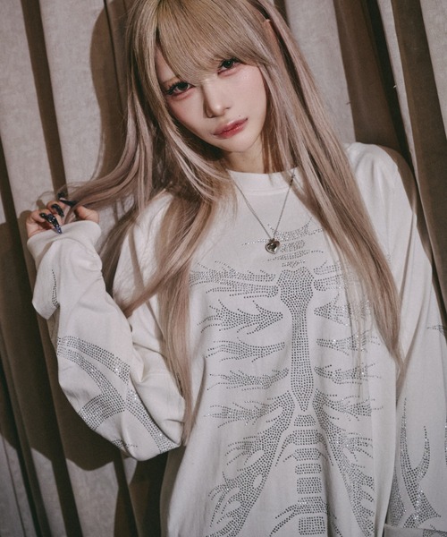 GALFY(ガルフィー)の「【GALFY】ピカピカ族ロンTEE / 【ガルフィー】ピカピカボーン長袖Tシャツ(Tシャツ/カットソー・メンズ・ホワイト/ブラック・L/XL)」の2枚目の写真