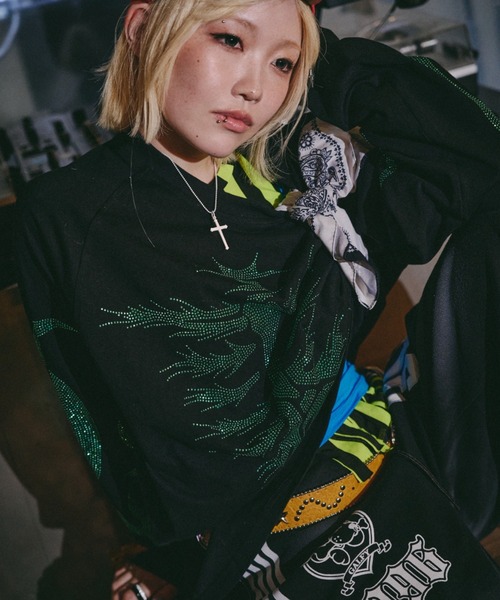GALFY(ガルフィー)の「【GALFY】ピカピカ族ロンTEE / 【ガルフィー】ピカピカボーン長袖Tシャツ(Tシャツ/カットソー・メンズ・ホワイト/ブラック・L/XL)」の1枚目の写真