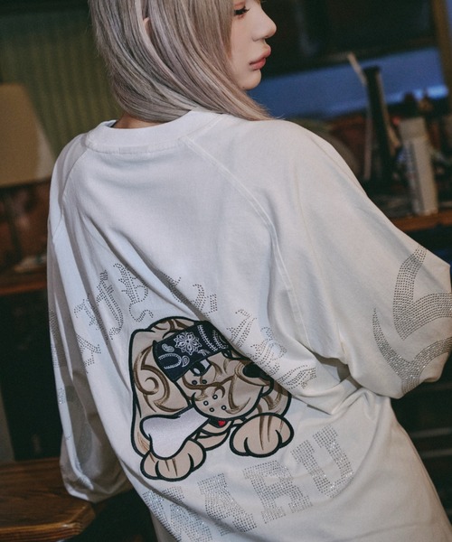 GALFY(ガルフィー)の「【GALFY】ピカピカ族ロンTEE / 【ガルフィー】ピカピカボーン長袖Tシャツ(Tシャツ/カットソー・メンズ・ホワイト/ブラック・L/XL)」の4枚目の写真