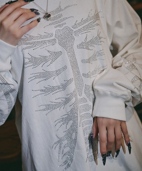 GALFY(ガルフィー)の「【GALFY】ピカピカ族ロンTEE / 【ガルフィー】ピカピカボーン長袖Tシャツ(Tシャツ/カットソー・メンズ・ホワイト/ブラック・L/XL)」の3枚目の写真