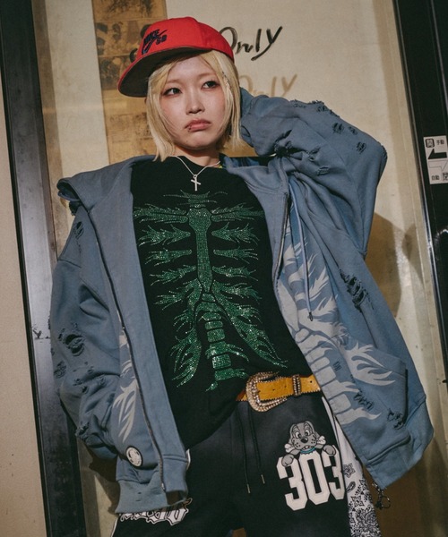 GALFY(ガルフィー)の「【GALFY】ピカピカ族ロンTEE / 【ガルフィー】ピカピカボーン長袖Tシャツ(Tシャツ/カットソー・メンズ・ホワイト/ブラック・L/XL)」の13枚目の写真