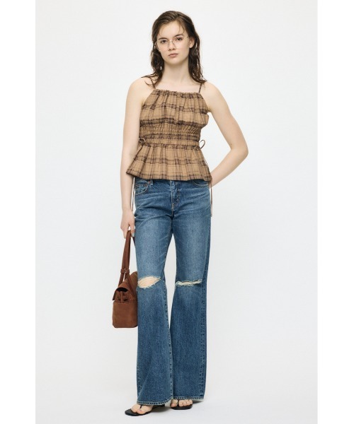 MOUSSY(マウジー)の「【セットアップ対応】PLAID GATHER キャミソール(キャミソール・レディース・ベージュ系その他/ブラック/ホワイト系その他・FREE)」の5枚目の写真