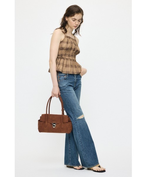 MOUSSY(マウジー)の「【セットアップ対応】PLAID GATHER キャミソール(キャミソール・レディース・ベージュ系その他/ブラック/ホワイト系その他・FREE)」の6枚目の写真
