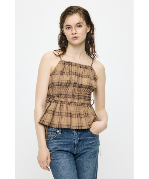 MOUSSY(マウジー)の「【セットアップ対応】PLAID GATHER キャミソール(キャミソール・レディース・ベージュ系その他/ブラック/ホワイト系その他・FREE)」の7枚目の写真