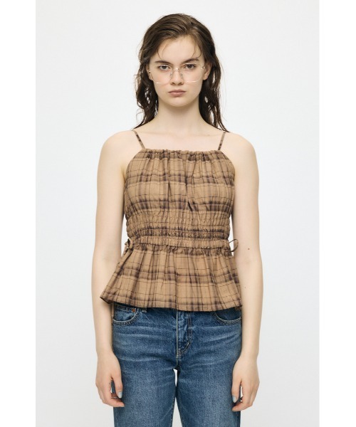 MOUSSY(マウジー)の「【セットアップ対応】PLAID GATHER キャミソール(キャミソール・レディース・ベージュ系その他/ブラック/ホワイト系その他・FREE)」の9枚目の写真