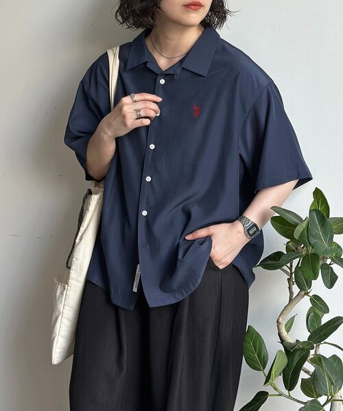 U.S. POLO ASSN.(ユーエスポロアッスン)の「【U.S. POLO ASSN.】シルクタッチ開襟シャツ(シャツ/ブラウス・メンズ・ネイビー/ブラウン/ホワイト/チャコールグレー/グレー・LARGE/MEDIUM)」の5枚目の写真