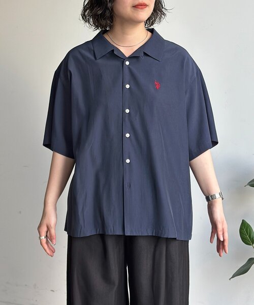 U.S. POLO ASSN.(ユーエスポロアッスン)の「【U.S. POLO ASSN.】シルクタッチ開襟シャツ(シャツ/ブラウス・メンズ・ネイビー/ブラウン/ホワイト/チャコールグレー/グレー・LARGE/MEDIUM)」の9枚目の写真