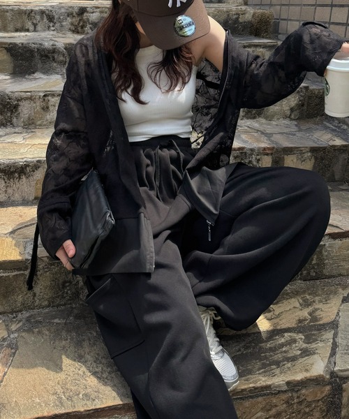 WILLFULLY(ウィルフリー)の「sheer mesh lace trim hoodie tops(Tシャツ/カットソー・レディース・ブラック/アイボリー/モカ・FREE)」の17枚目の写真