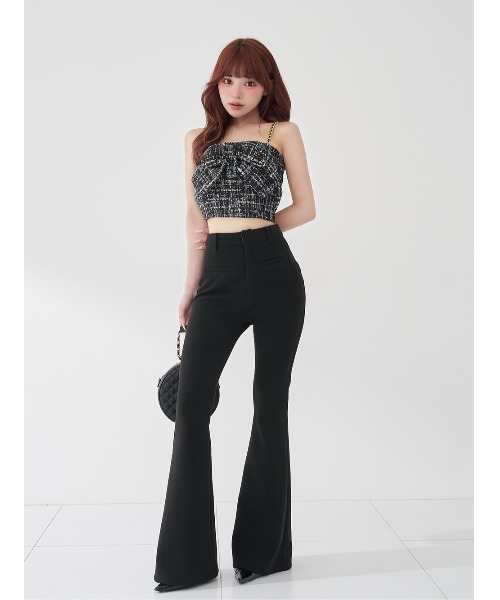 Darich(ダーリッチ)の「ビッグリボンツイード2wayトップス(キャミソール・レディース・ミント/ピンクベージュ/ブラック・FREE)」の14枚目の写真