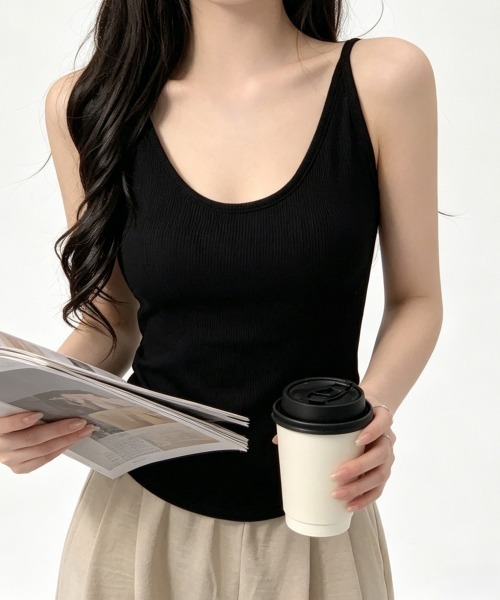 Miniministore(ミニミニストア)の「レース切替タンクトップカップ付きインナー(タンクトップ・レディース・ワインレッド/オレンジ/アイボリー/ブラック/グレー/ブラウン・FREE)」の21枚目の写真