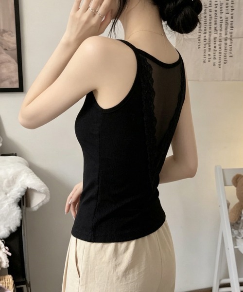 Miniministore(ミニミニストア)の「レース切替タンクトップカップ付きインナー(タンクトップ・レディース・ワインレッド/オレンジ/アイボリー/ブラック/グレー/ブラウン・FREE)」の20枚目の写真
