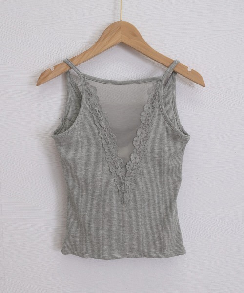 Miniministore(ミニミニストア)の「レース切替タンクトップカップ付きインナー(タンクトップ・レディース・ワインレッド/オレンジ/アイボリー/ブラック/グレー/ブラウン・FREE)」の9枚目の写真