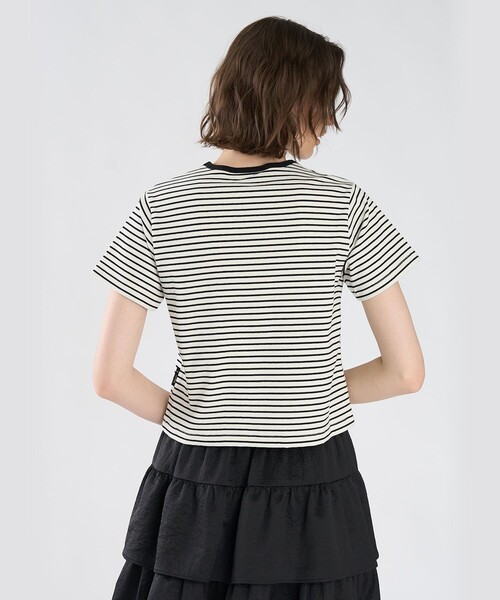 To b. by agnes b.(トゥービーバイアニエスベー)の「ハート 刺繍 リブ ボーダー 半袖 Tシャツ(Tシャツ/カットソー・レディース・ホワイト・40/38)」の6枚目の写真