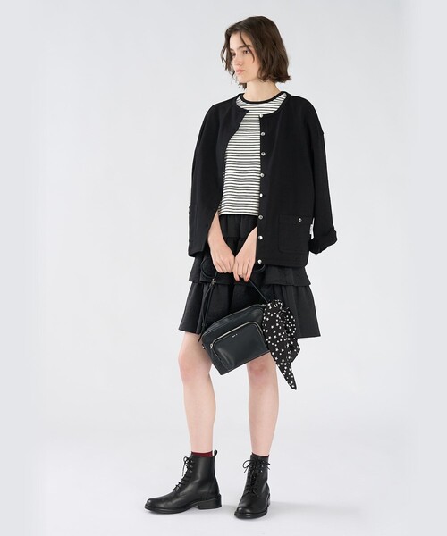 To b. by agnes b.(トゥービーバイアニエスベー)の「ハート 刺繍 リブ ボーダー 半袖 Tシャツ(Tシャツ/カットソー・レディース・ホワイト・40/38)」の8枚目の写真