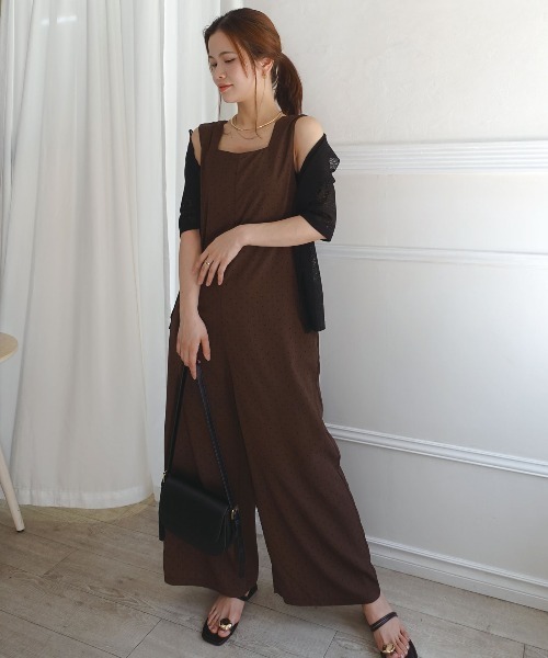 CORNERS(コーナーズ)の「ジョーゼットドットプリントオールインワン(サロペット/オーバーオール・レディース・ブラウン/ベージュ/ブラック・M)」の19枚目の写真