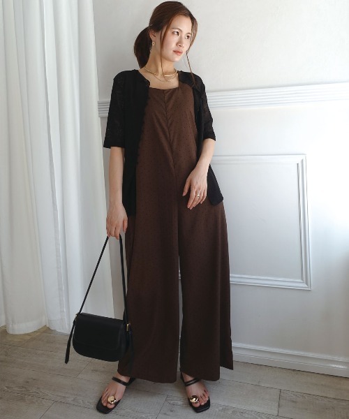 CORNERS(コーナーズ)の「ジョーゼットドットプリントオールインワン(サロペット/オーバーオール・レディース・ブラウン/ベージュ/ブラック・M)」の18枚目の写真