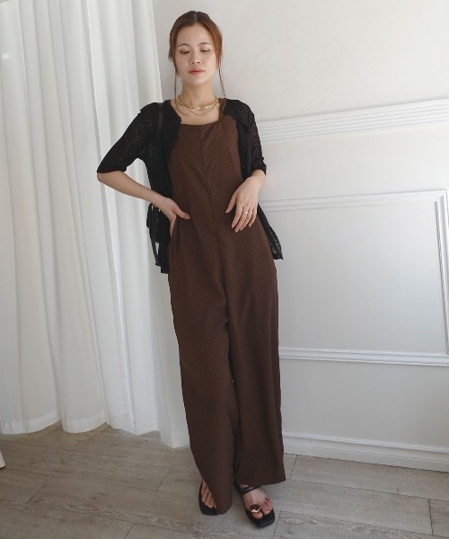CORNERS(コーナーズ)の「ジョーゼットドットプリントオールインワン(サロペット/オーバーオール・レディース・ブラウン/ベージュ/ブラック・M)」の17枚目の写真