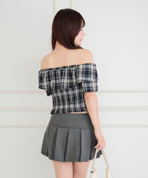 ALLuRing ChaRm(アリュリングチャーム)の「Off-shoulder Check Lace Top / オフショルダーチェックレーストップス(Tシャツ/カットソー・レディース・ホワイト/ライトブルー/ネイビー・FREE)」の16枚目の写真