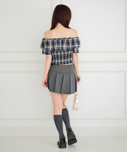 ALLuRing ChaRm(アリュリングチャーム)の「Off-shoulder Check Lace Top / オフショルダーチェックレーストップス(Tシャツ/カットソー・レディース・ホワイト/ライトブルー/ネイビー・FREE)」の19枚目の写真
