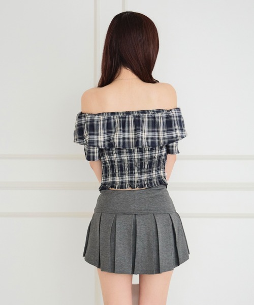 ALLuRing ChaRm(アリュリングチャーム)の「Off-shoulder Check Lace Top / オフショルダーチェックレーストップス(Tシャツ/カットソー・レディース・ホワイト/ライトブルー/ネイビー・FREE)」の15枚目の写真