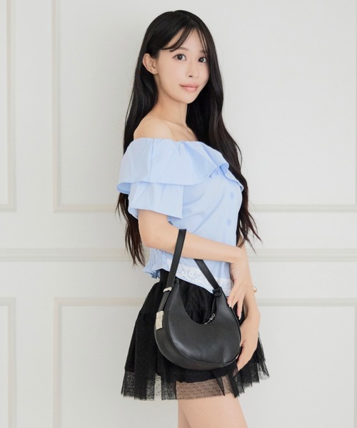ALLuRing ChaRm(アリュリングチャーム)の「Off-shoulder Check Lace Top / オフショルダーチェックレーストップス(Tシャツ/カットソー・レディース・ホワイト/ライトブルー/ネイビー・FREE)」の22枚目の写真