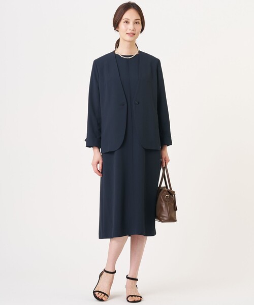 J.PRESS Ladies(J.プレス レディス)の「【セットアップ対応・人気素材】Light ジョーゼット ノーカラー ジャケット(ノーカラージャケット・レディース・ネイビー系/ブラック系・XS/S)」の7枚目の写真