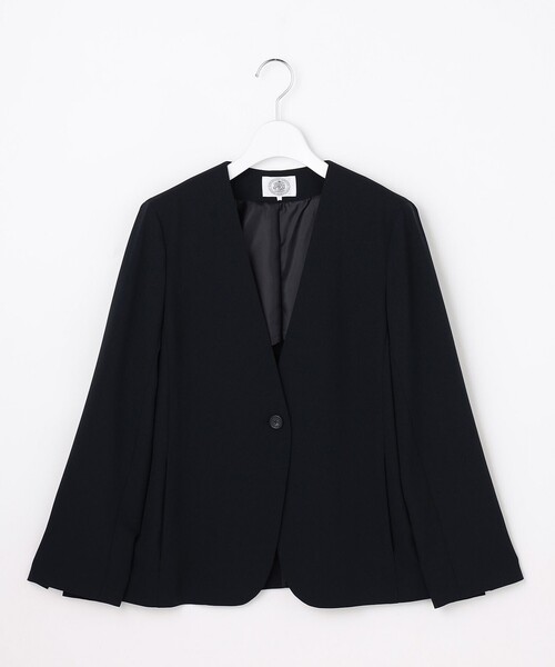 J.PRESS Ladies(J.プレス レディス)の「【セットアップ対応・人気素材】Light ジョーゼット ノーカラー ジャケット(ノーカラージャケット・レディース・ネイビー系/ブラック系・XS/S)」の10枚目の写真