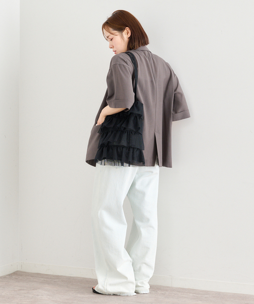 U by SPICK&SPAN（ユーバイスピックアンドスパン）の「《追加》ウォッシャブルリネンジャケット（テーラードジャケット・レディース・ブラウン/ベージュ・36/38）」の5枚目の写真
