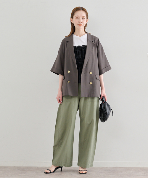 U by SPICK&SPAN（ユーバイスピックアンドスパン）の「《追加》ウォッシャブルリネンジャケット（テーラードジャケット・レディース・ブラウン/ベージュ・36/38）」の11枚目の写真