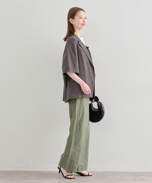 U by SPICK&SPAN（ユーバイスピックアンドスパン）の「《追加》ウォッシャブルリネンジャケット（テーラードジャケット・レディース・ブラウン/ベージュ・36/38）」の12枚目の写真