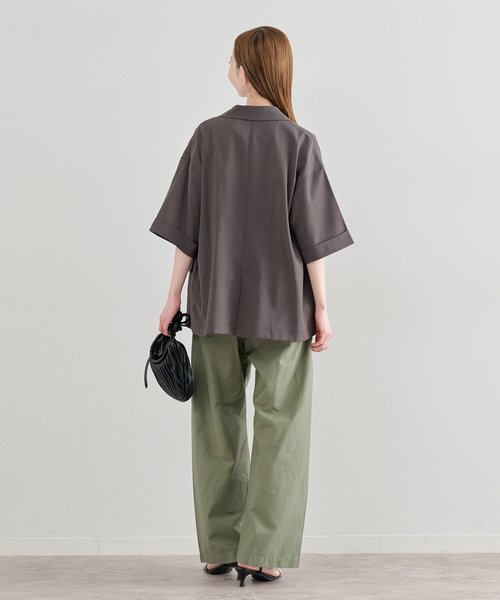 U by SPICK&SPAN（ユーバイスピックアンドスパン）の「《追加》ウォッシャブルリネンジャケット（テーラードジャケット・レディース・ブラウン/ベージュ・36/38）」の13枚目の写真