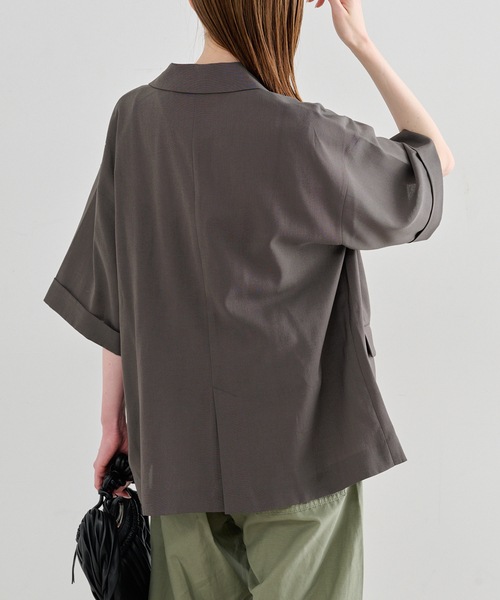 U by SPICK&SPAN（ユーバイスピックアンドスパン）の「《追加》ウォッシャブルリネンジャケット（テーラードジャケット・レディース・ブラウン/ベージュ・36/38）」の17枚目の写真