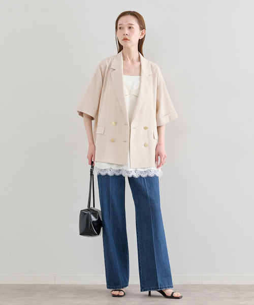 U by SPICK&SPAN（ユーバイスピックアンドスパン）の「《追加》ウォッシャブルリネンジャケット（テーラードジャケット・レディース・ブラウン/ベージュ・36/38）」の18枚目の写真
