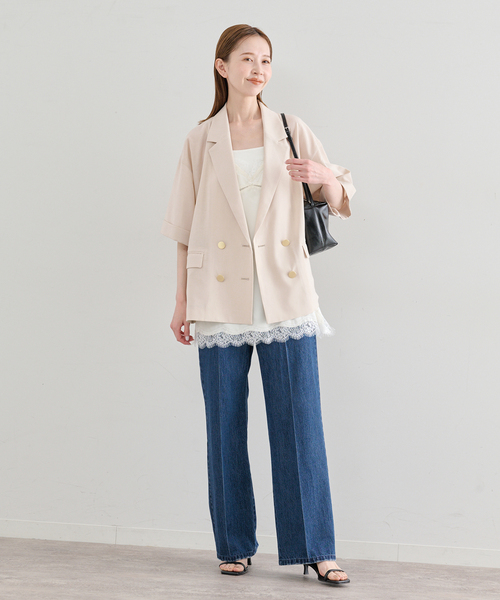 U by SPICK&SPAN（ユーバイスピックアンドスパン）の「《追加》ウォッシャブルリネンジャケット（テーラードジャケット・レディース・ブラウン/ベージュ・36/38）」の21枚目の写真