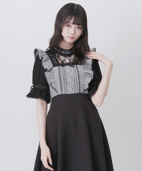 DearMyLove（ディアマイラブ）の「レースアップフリルパールネックレスロングワンピース（ワンピース・レディース・ブラック/チェック/ホワイト・3L/LARGE/MEDIUM）」の13枚目の写真