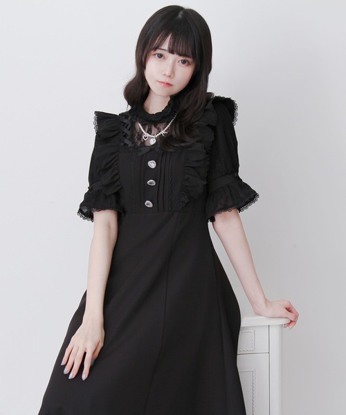 DearMyLove（ディアマイラブ）の「レースアップフリルパールネックレスロングワンピース（ワンピース・レディース・ブラック/チェック/ホワイト・3L/LARGE/MEDIUM）」の20枚目の写真