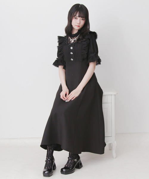 DearMyLove（ディアマイラブ）の「レースアップフリルパールネックレスロングワンピース（ワンピース・レディース・ブラック/チェック/ホワイト・3L/LARGE/MEDIUM）」の21枚目の写真