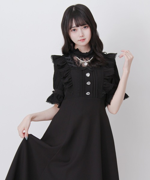 DearMyLove（ディアマイラブ）の「レースアップフリルパールネックレスロングワンピース（ワンピース・レディース・ブラック/チェック/ホワイト・3L/LARGE/MEDIUM）」の22枚目の写真