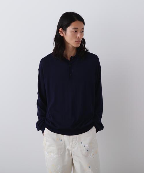 YLEVE(イレーヴ)の「YLEVE / WOOL SILK CASHMERE KNIT POLO(ポロシャツ・メンズ・グレー/ネイビー/レッド・5/4)」の3枚目の写真