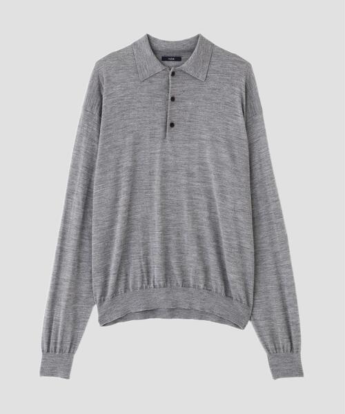 YLEVE(イレーヴ)の「YLEVE / WOOL SILK CASHMERE KNIT POLO(ポロシャツ・メンズ・グレー/ネイビー/レッド・5/4)」の13枚目の写真