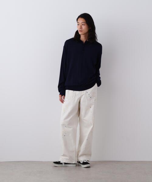 YLEVE(イレーヴ)の「YLEVE / WOOL SILK CASHMERE KNIT POLO(ポロシャツ・メンズ・グレー/ネイビー/レッド・5/4)」の5枚目の写真