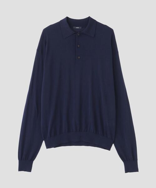 YLEVE(イレーヴ)の「YLEVE / WOOL SILK CASHMERE KNIT POLO(ポロシャツ・メンズ・グレー/ネイビー/レッド・5/4)」の6枚目の写真