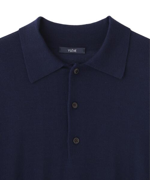 YLEVE(イレーヴ)の「YLEVE / WOOL SILK CASHMERE KNIT POLO(ポロシャツ・メンズ・グレー/ネイビー/レッド・5/4)」の7枚目の写真