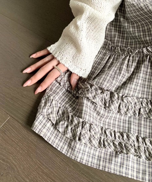 almo（アルモ）の「【TUNE】チェックミディスカート（スカート・レディース・ネイビー/ベージュ・FREE）」の6枚目の写真