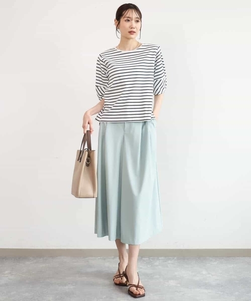 MK MICHEL KLEIN（エムケーミッシェルクラン）の「[接触冷感/洗える]ランタンスリーブボーダーカットソー（Tシャツ/カットソー・レディース・ネイビー/グリーン・38）」の22枚目の写真