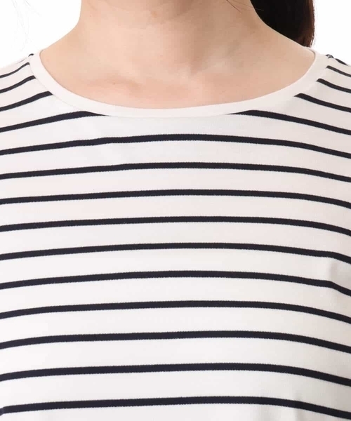 MK MICHEL KLEIN（エムケーミッシェルクラン）の「[接触冷感/洗える]ランタンスリーブボーダーカットソー（Tシャツ/カットソー・レディース・ネイビー/グリーン・38）」の8枚目の写真